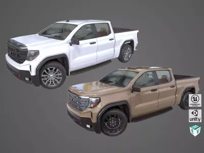 Generic Pickup Truck 02 Collection All PBR Unity UE Textures Low-poly 3D model