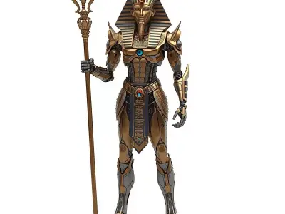 Futuristic Cyberpunk Pharaoh Statue Low-poly 3D model