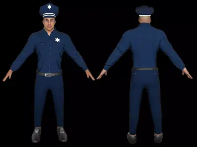 Policeman police officer in uniform Low-poly 3D model