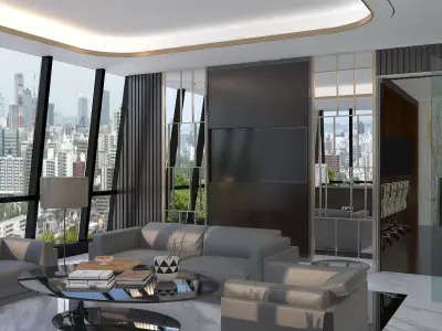 Luxury Modern Office Floor Interior  Full  3D model