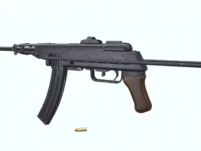 K50M North Vietnamese SMG Low-poly PBR Low-poly 3D model