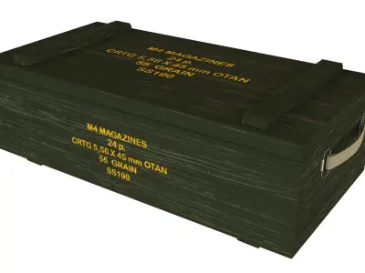 M4 Magazines Transport Wood Box 3D model
