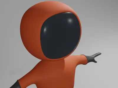 Astronaut low poly cartoon character in orange suit Free low-poly 3D model