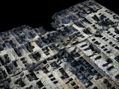 destroyed factory hall burned roof  photogrammetry Low-poly 3D model