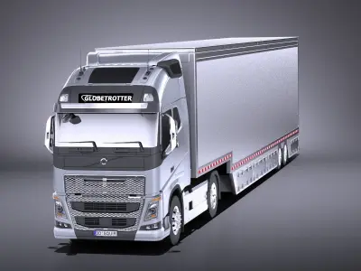 Volvo FH16 Globtrotter Trailer 2013 VRAY 3D model