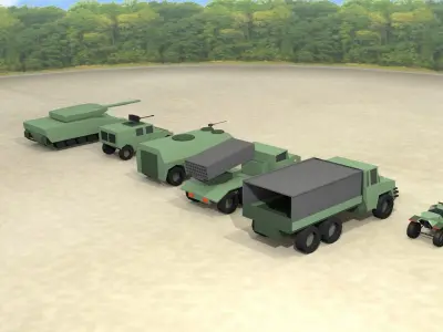 LOW POLY TACTICAL VEHICLES - Pack of 6 Low-poly 3D model
