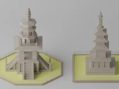 Gyeongju Bulguksa Stone Pagoda Dabotap  Seokgatap Korea Low-poly 3D model