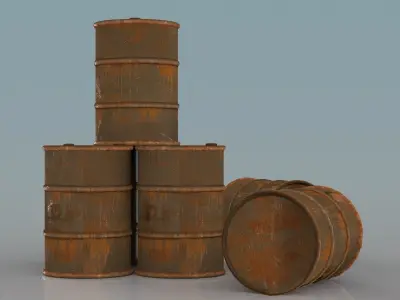 Barrel Set rusty barrels - rusty barrels 3D model