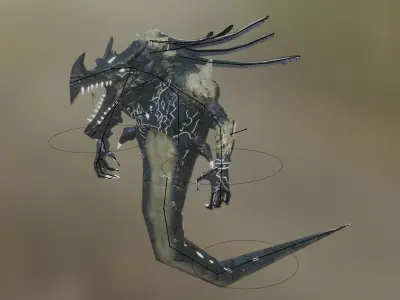 Dragonoid Serpent Low-poly 3D model