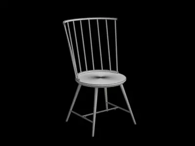 High Back Black Metal Chair Low-poly 3D model