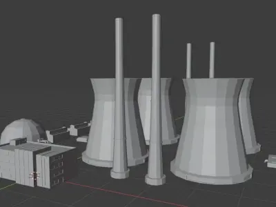 Stylized Nuclear Power Plant Low-poly 3D model