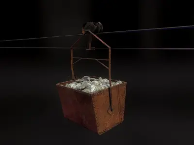 Mine historic ropeway conveyor - mine wagon Low-poly 3D model purchase