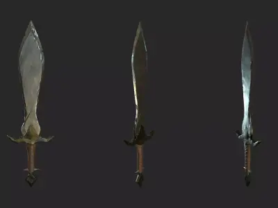 Medieval fantasy short sword Low-poly 3D model