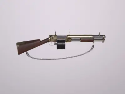PBR Shotgun antique gun Low-poly 3D model