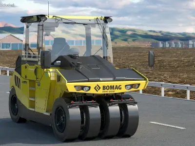 Bomag BW 28 RH Pneumatic Tired Compactor Dusty 3D model