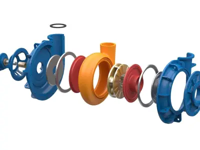 Horizontal Centrifugal Pump Low-poly 3D model