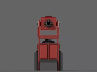 PBR Turret Gun 01 Red Low-poly 3D model
