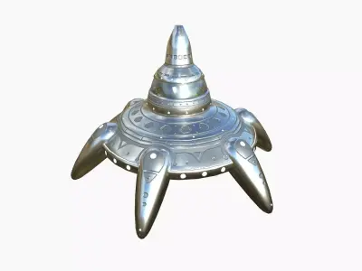 Alien Spaceship UFO G02 Aluminum - Sci Fi Spacecraft Design Low-poly 3D model
