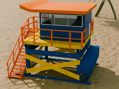 American Beach Lifeguard Tower Low-poly 3D model