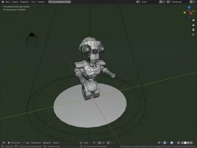 robot on wheels with two guns Low-poly 3D model
