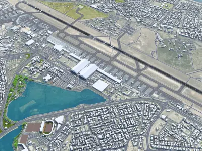 Bahrain Airport 10km Low-poly 3D model