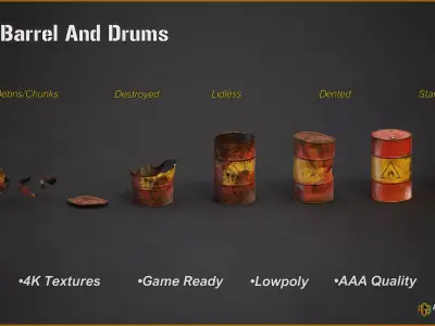 Oil Barrels and Drums Pack Low-poly 3D model