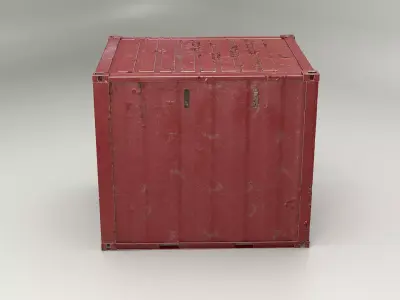 Intermodal Shipping Container 10-foot-long Red Aged Low-poly 3D model