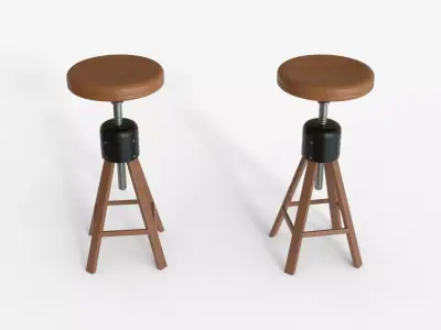 Wood Steel Industrial Bar Chair 3D model