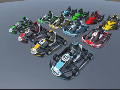 LowPolyKartsWithPlayerMegaPack go - kart racers Low-poly 3D model