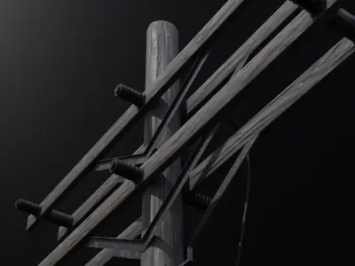 Power and Telephone Pole 3D model