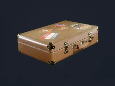 Leather Suitcase Luggage Travel Hotel Game Ready Low-poly 3D model
