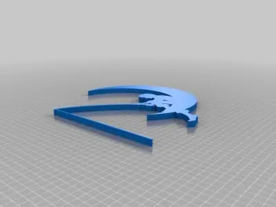 Dream-work-logo boy on moon with fishing pole Free 3D model
