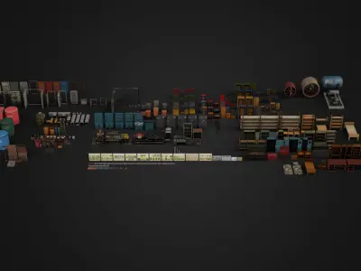 Industrial Underground Props Pack Low-poly 3D model