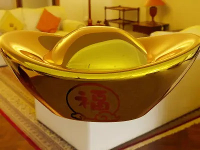 Yuan bao gold ingot Free low-poly 3D model