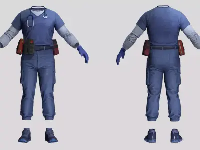 Emergency Doctor Outfit Low-poly 3D model