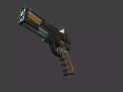 Double Barrel handgun Low-poly 3D model