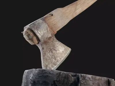 Old Viking Axe Low-poly 3D model