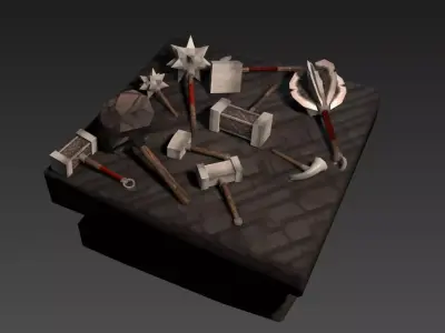 Simple Maces Low-poly 3D model