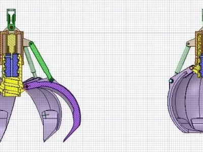Hydraulic grapple Functioning 3D print model