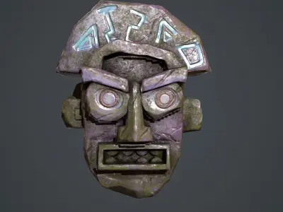 Aztec head Low-poly 3D model