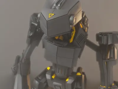 Rigged worker droid robot 3D model
