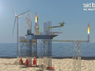 Oil  Gas 3D Visualization Free 3D model