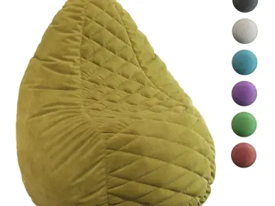 Bean Bag Spain XXL Velvet Yellow 3D model