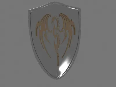 Dragons brotherhood shield Low-poly 3D model