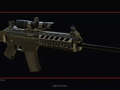 Game Ready PBR Rifle gun with scope Low-poly 3D model