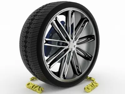 ORTAS CAR WHEEL RIM 82 GAME READY WHEEL RIM TIRE 3D model