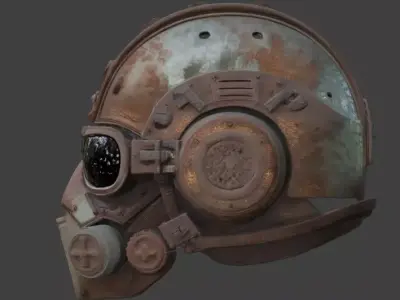 Steampunk Combat Pilot Helmet 3D Model Low-poly 3D model