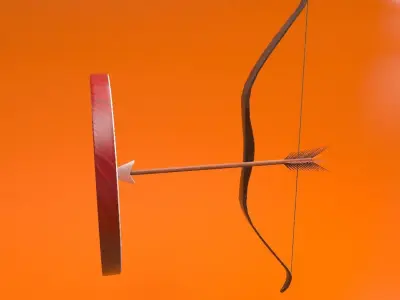 Bow with target Low-poly 3D model