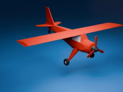 Classic Cartoon Aeroplane Low-poly 3D model purchase