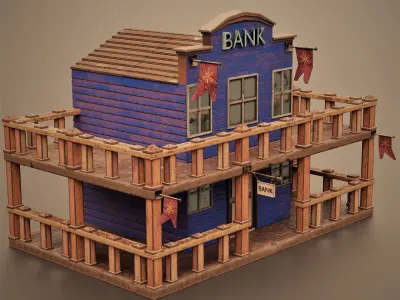 WESTERN BUILDING Low-poly 3D model purchase